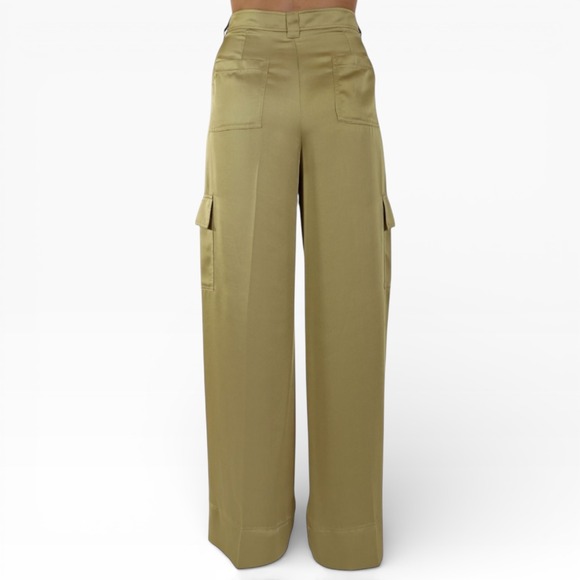 Size 14 Marella Satin Cargo Pants Pistachio Green NWT - Picture 4 of 8